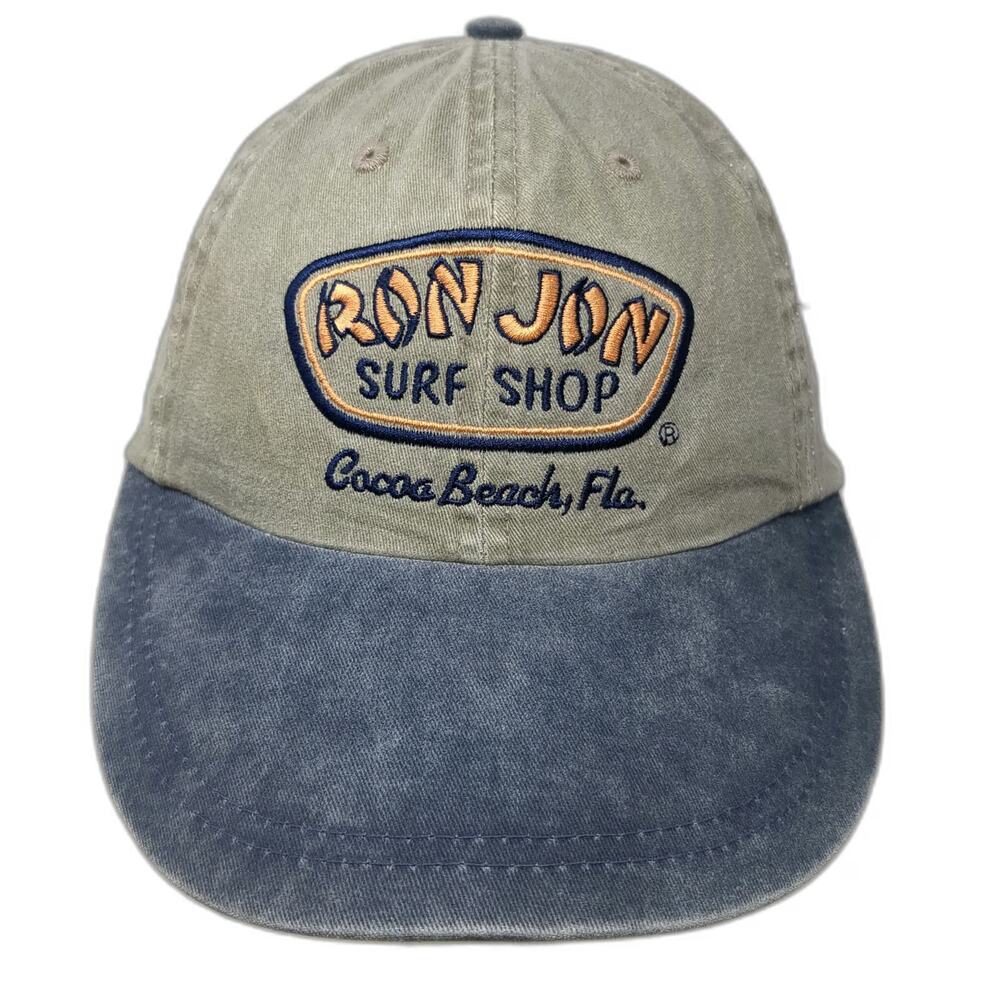 Ron Jon Baseball Cap Green Blue One Size Leather Strapback Cocoa Beach Hat